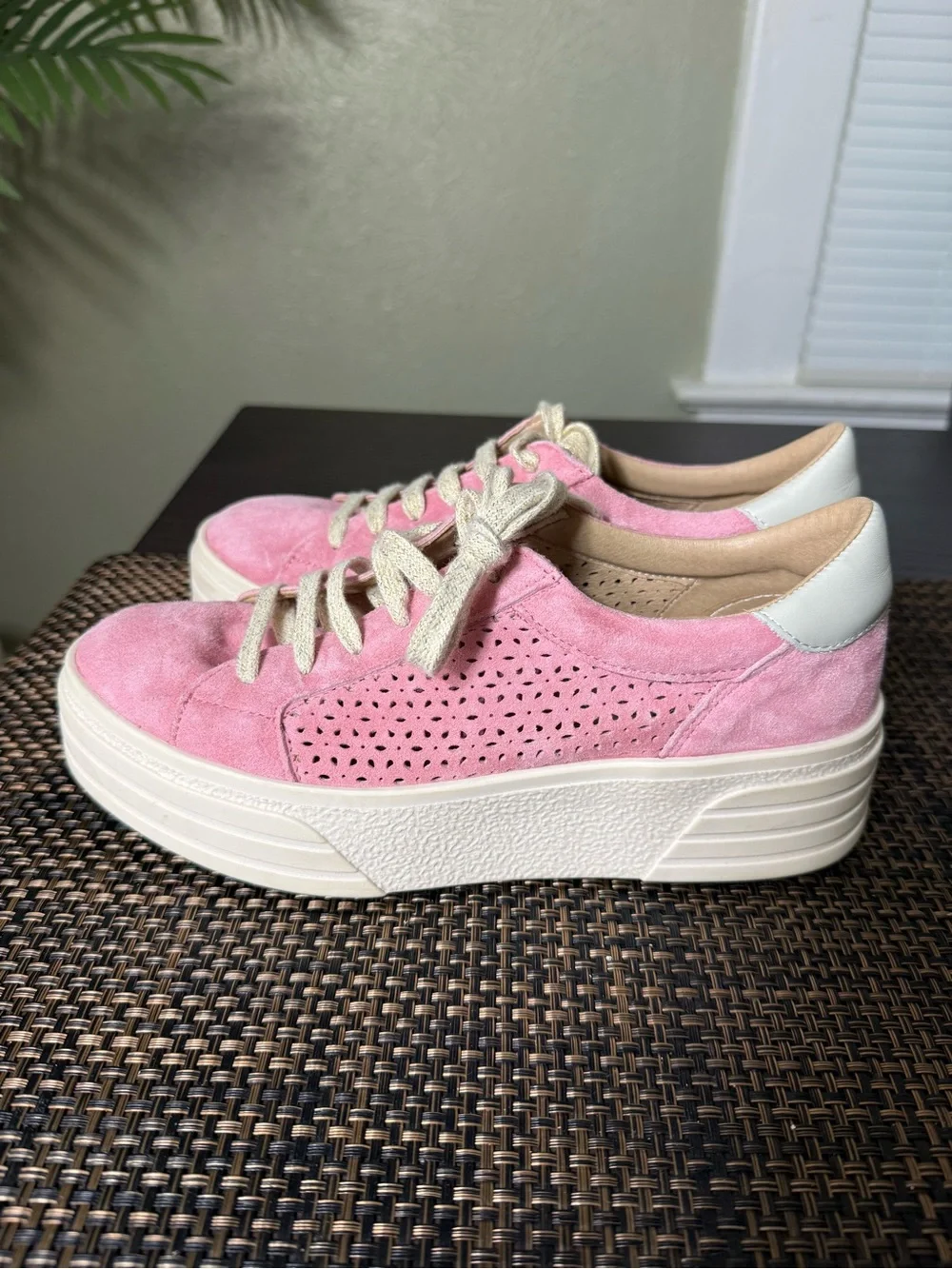 Bos. & Co. Pink Suede Platform Sneaker with Cream Sole